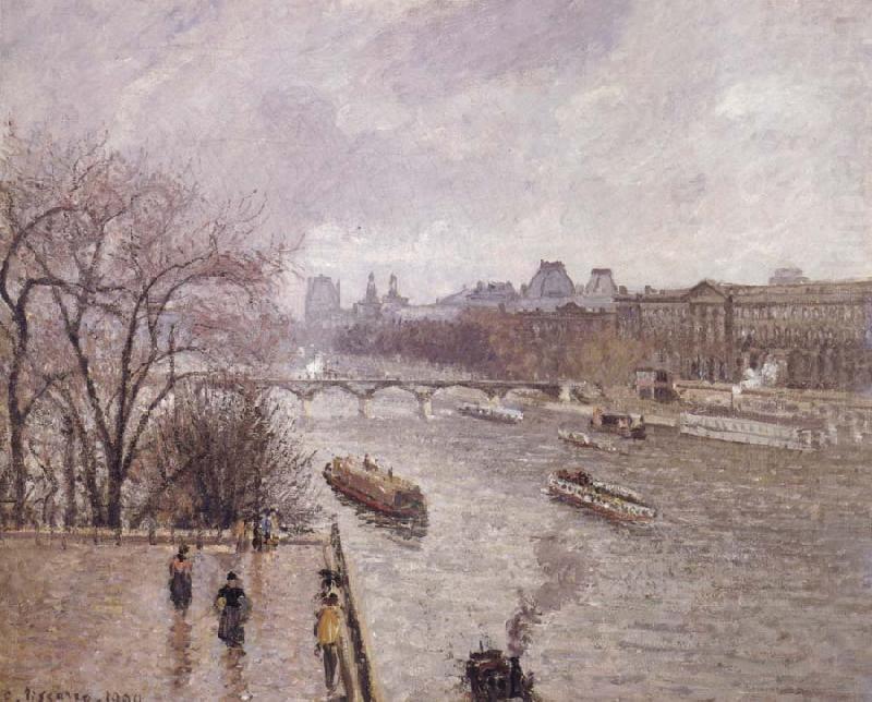 The Louvre,morning,rainy weather, Camille Pissarro